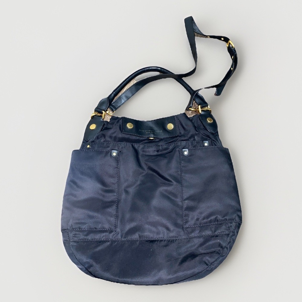 MARC BY MARC JACOBS Preppy Black Nylon Hobo Shoulder Bag Purse